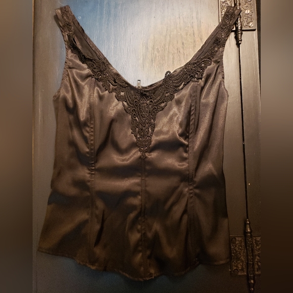 Morbid Threads Black Satin Corset Tank Top - Picture 4 of 7